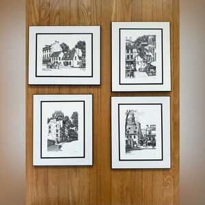 Quebec black and white wall art set of 4 pictires